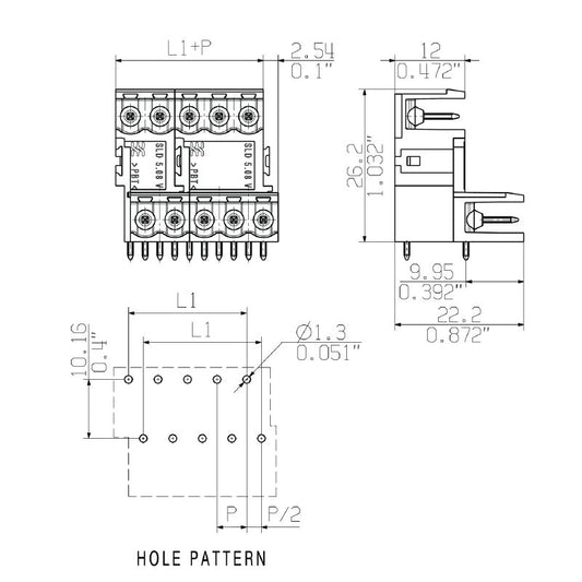 1267320000 - 5.08mm 14-Pole Male PCB Connector with 90° Elbow  (Pack of 20)