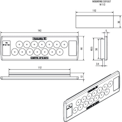 2743640000 - Grey TPE Cable Entry Plate, 44mm x 142mm, IP54 Rated  (Pack of 10)