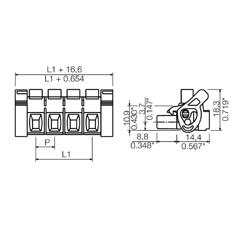 1270740000 - 11-Pole 7.62mm Female PCB Connector, 180° Angle  (Pack of 15)