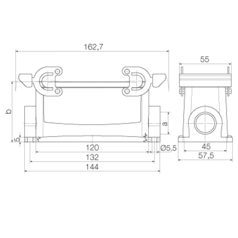 1661590000 - IP65 HDC Enclosure for Size 8, PG 21 Cable Compatibility