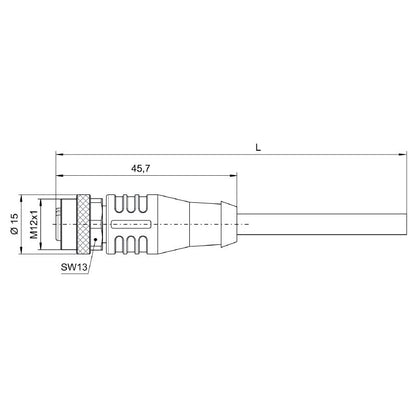 1424271000 - 12-Pole 10m Flexible Sensor/Actuator Cable with Shielded Socket