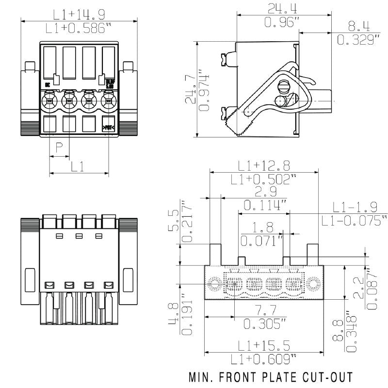 1065150000 - 5.08mm 4-Pole PCB Female Connector with 180° Angle  (Pack of 40)