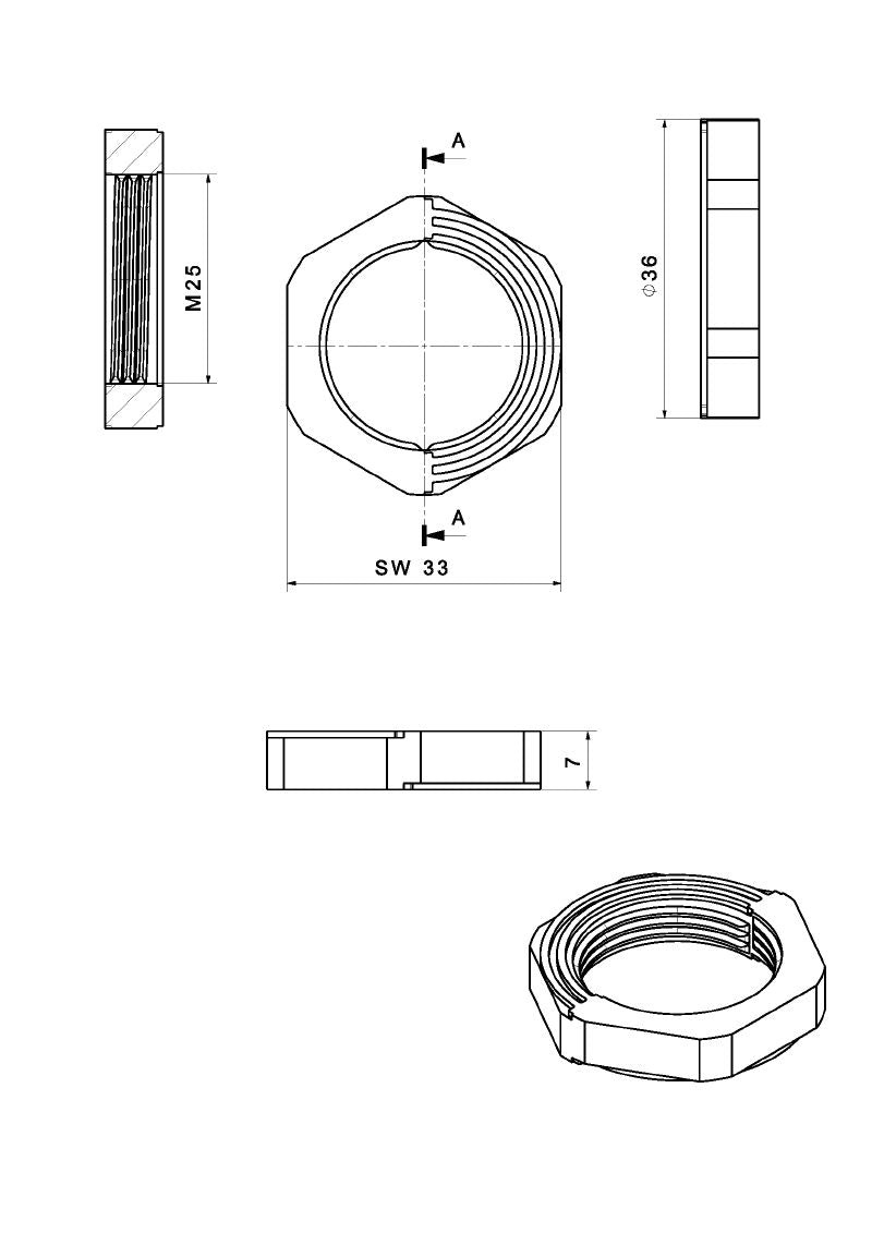 2584090000 - 33mm Glass-Fiber Locknut for Cable Entry Systems  (Pack of 10)