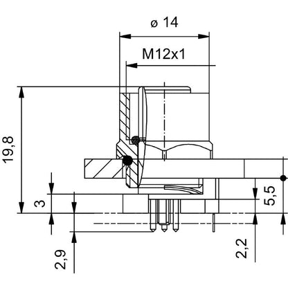 2422940000 - M12 4-Pole Plug Connector, IP67, 5.5mm Height  (Pack of 10)