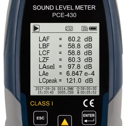 PCE-430-EKIT - Professional Outdoor Noise Meter with Data Logger and USB Access