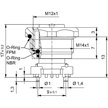 2423020000 - IP67 M12 Socket Connector with 4 Poles, M14 Thread  (Pack of 25)