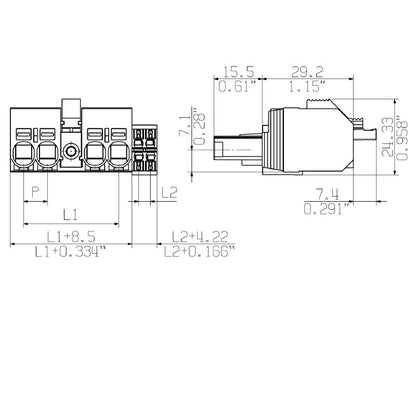 2549480000 - 7.62mm PCB Female Connector, 3-Pole, 180° Push In  (Pack of 42)