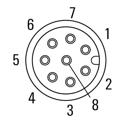 2423310000 - M8 8-Pole Connector with M10 Thread, Nickel-Plated, 9mm Height  (Pack of 25)