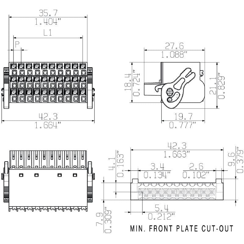 1000550000 - 3.50mm 30-Pole PCB Connector with Push-In Actuator  (Pack of 20)