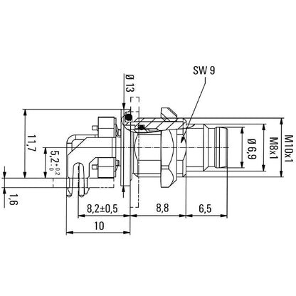 2424300000 - 8mm M8 Plug Connector, 3 Poles, IP67 Rated  (Pack of 10)