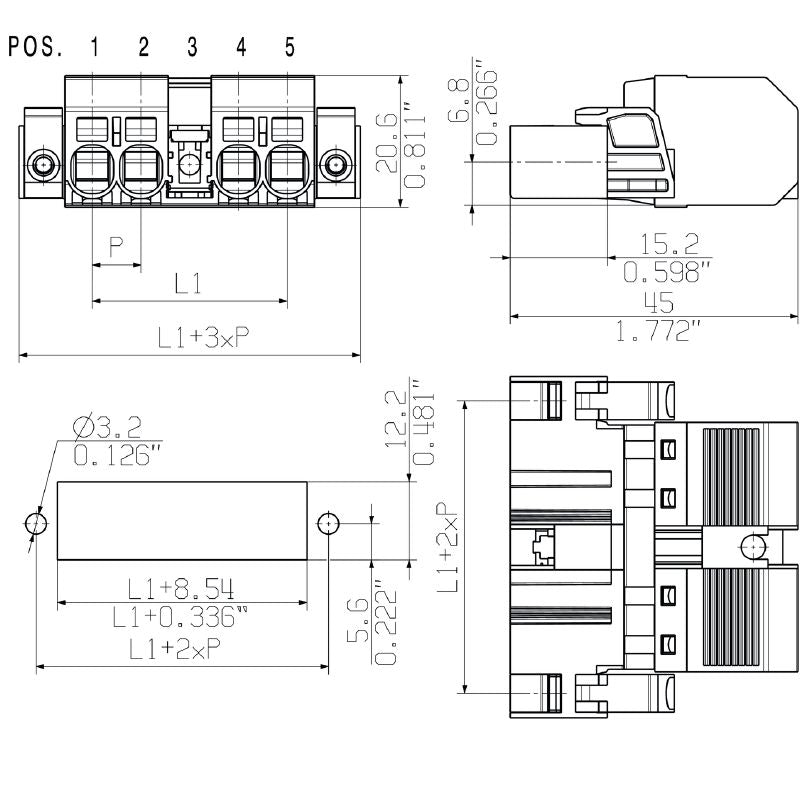 1563800000 - 7.62mm 3-Pole PCB Male Plug Connector with Tension-Clamp  (Pack of 30)