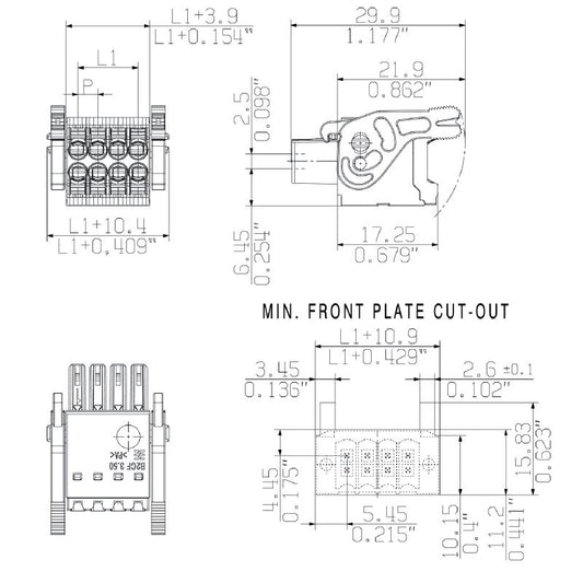 2711020000 - 3.50mm Female PCB Connector, 4 Poles, Push-In Mechanism  (Pack of 105)