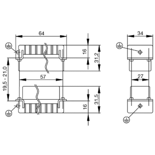 1651310000 - 5-Pole Male Connector 64mm Deep, Copper Alloy, RoHS Certified