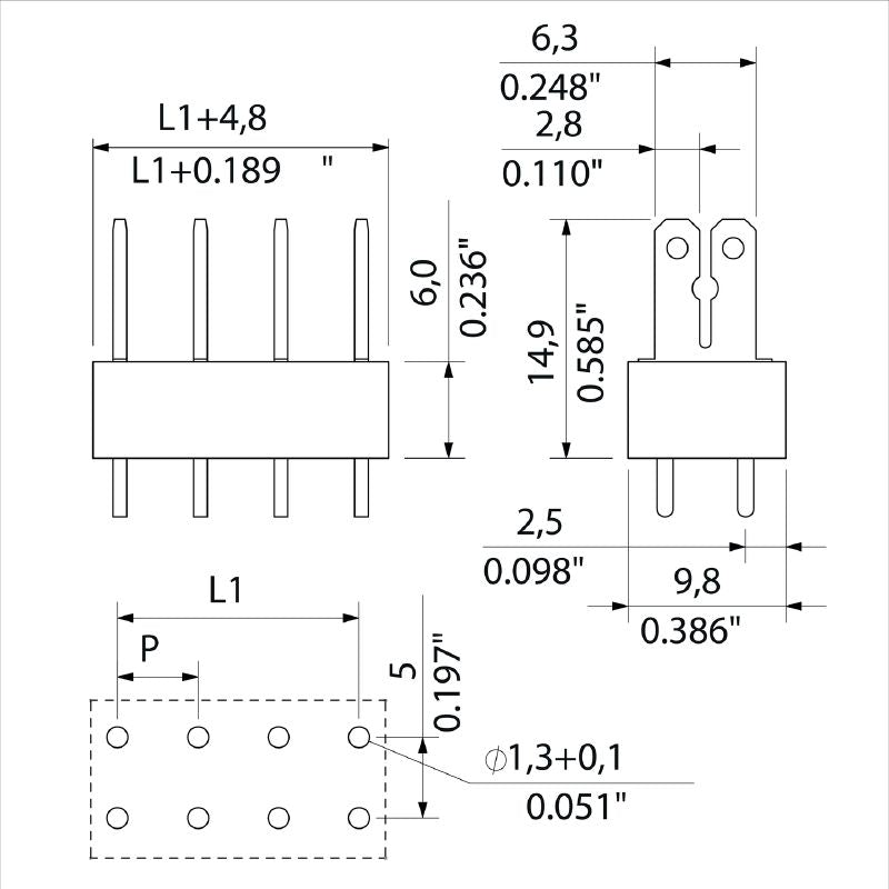 9500590000 - Orange 5mm Pitch PCB Terminals, 19 Poles, 180° Angle  (Pack of 50)