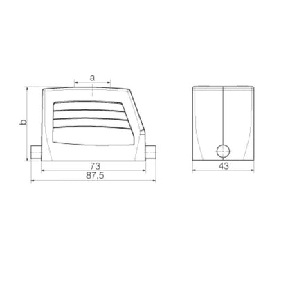 1655360000 - IP65 Rated HDC Connector, 72mm High, Top Cable Entry