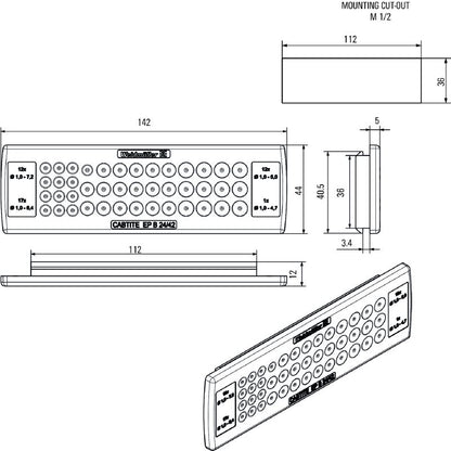 2743690000 - Grey TPE Cable Entry Plate, 44mm x 142mm, IP54 Rated  (Pack of 10)