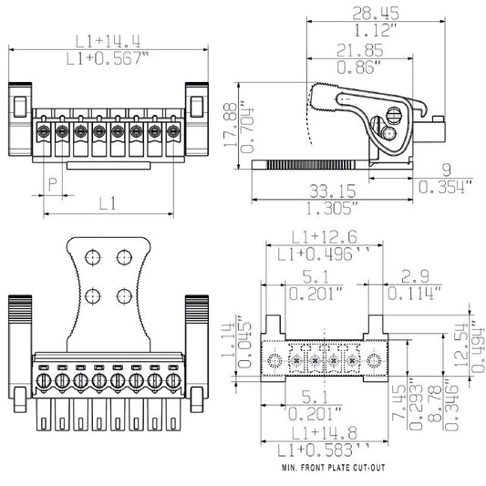 2442250000 - 3.81mm Female Connector, 17 Poles, 180° Angle, ROHS Compliant  (Pack of 50)