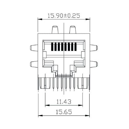 2564420000 - Durable 10-Pole 90° RJ45 Transformer Jack for PCB Connections  (Pack of 120)