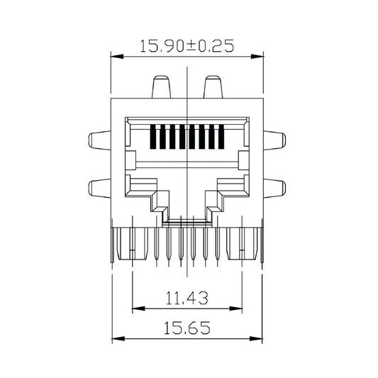 2564420000 - Durable 10-Pole 90° RJ45 Transformer Jack for PCB Connections  (Pack of 120)