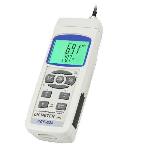 PCE-228-KIT - Portable pH Meter Kit with Data Logging & Temperature Sensor