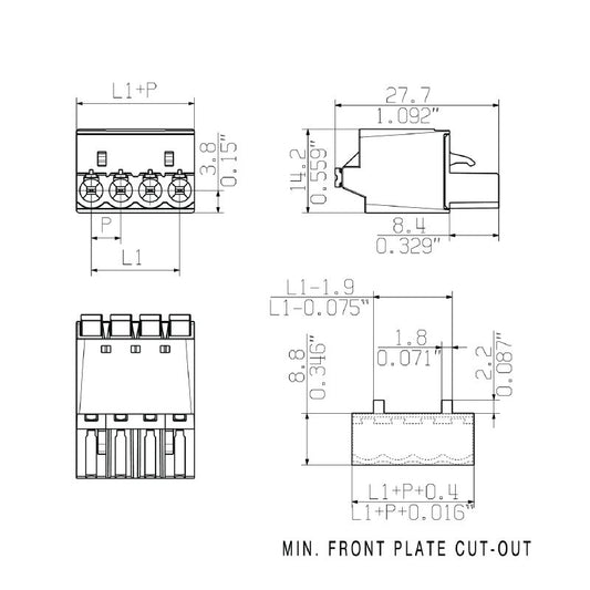 1211760000 - 180° 19-Pole Female Connector with Push-In Mechanism  (Pack of 18)