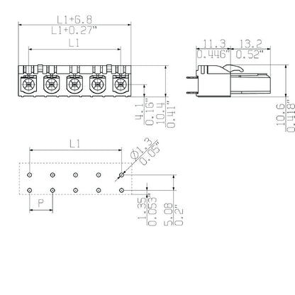 1122090000 - 4-Pole Female Header PCB Connector with 180° Angle  (Pack of 60)