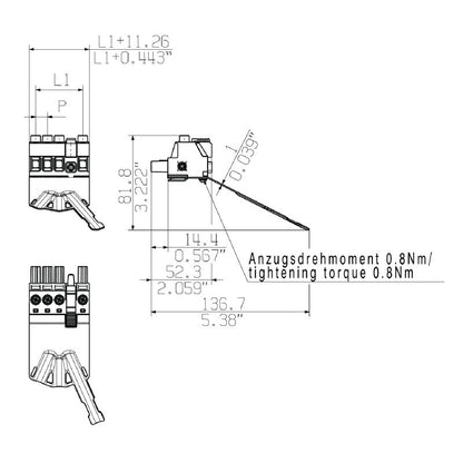 2627520000 - 4-Pole Female Connector, 10.16mm Pitch, 1000V Rating  (Pack of 20)
