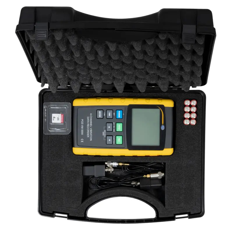 PCE-VM 5000-KIT - 4-Channel Vibration Meter with LCD Display and SD Storage
