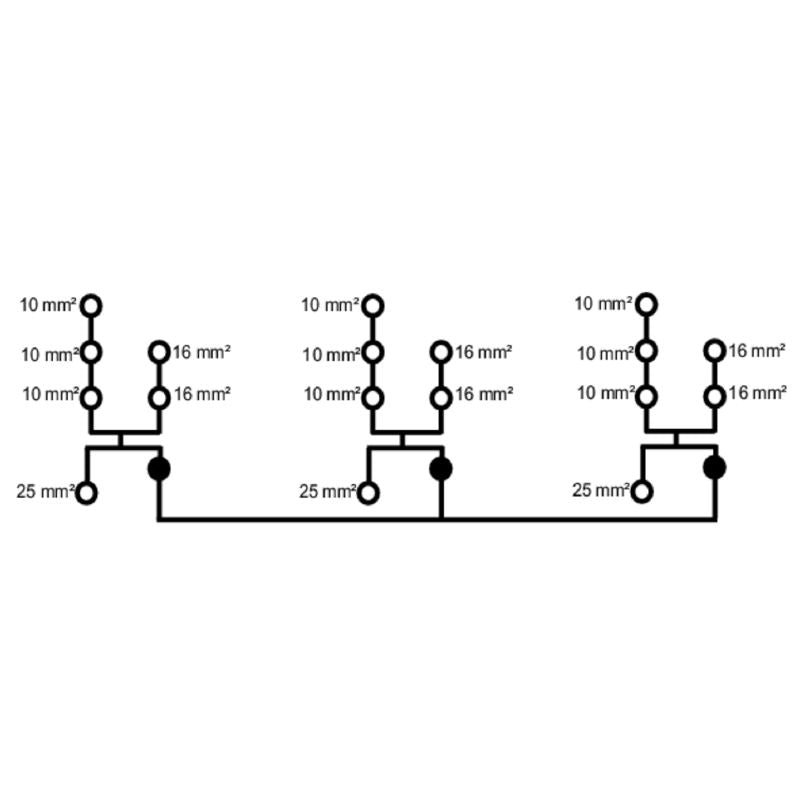 2725400000 - Black Distributor Terminal, 18 Connections, 25 mm² Capacity