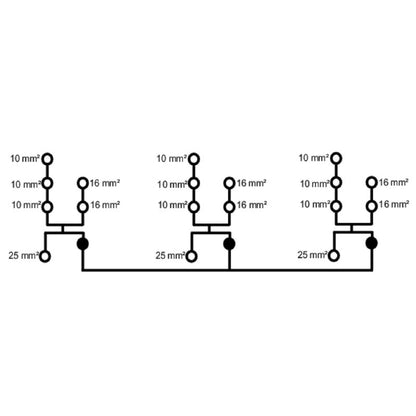 2725400000 - Black Distributor Terminal, 18 Connections, 25 mm² Capacity