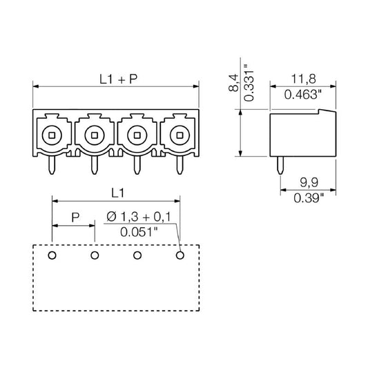 1059510000 - 7.62mm Male PCB Connector with 8 Poles, 90-Degree Angle  (Pack of 50)