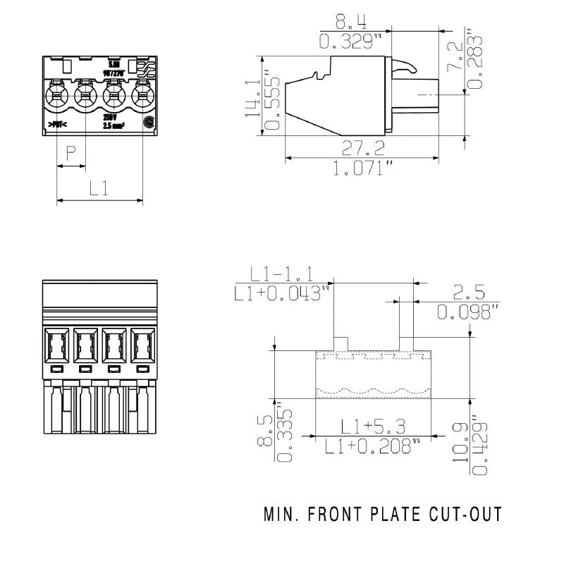 2568100000 - 5.08mm 6-Pole Female PCB Connector for Clamping Applications  (Pack of 60)
