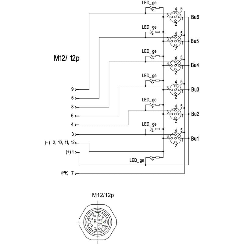 1265940000 - M12 4-Pole A-Coded Connector, IP67 Rated with LED Indicators
