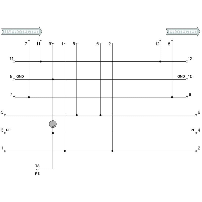 8924300000 - Flange-Mounted Surge Protector Base for 4 Cables