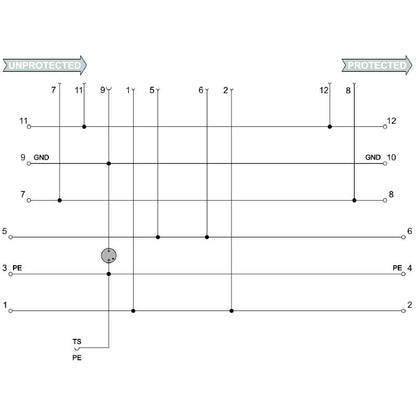 8924300000 - Flange-Mounted Surge Protector Base for 4 Cables
