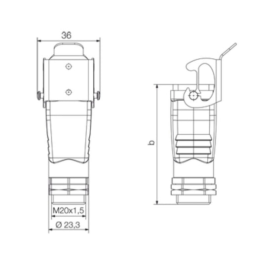 1900320000 - IP65 HDC Enclosure, Size 1, M20 Cable Entry