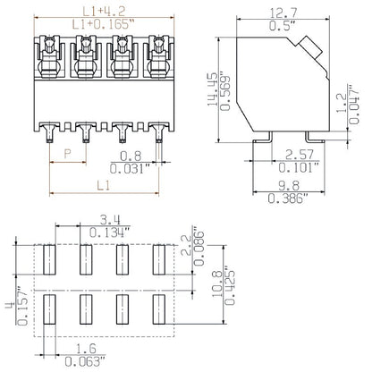 1473710000 - 5mm PCB Terminal Block, 4 Poles, PUSH IN Connection  (Pack of 210)