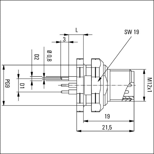 2422100000 - IP67 Rated PG 9 Connector with 5.5mm Height and 4 Poles  (Pack of 10)