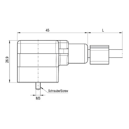 1332340100 - 1m Assembled Black Valve Cable with Straight Plug