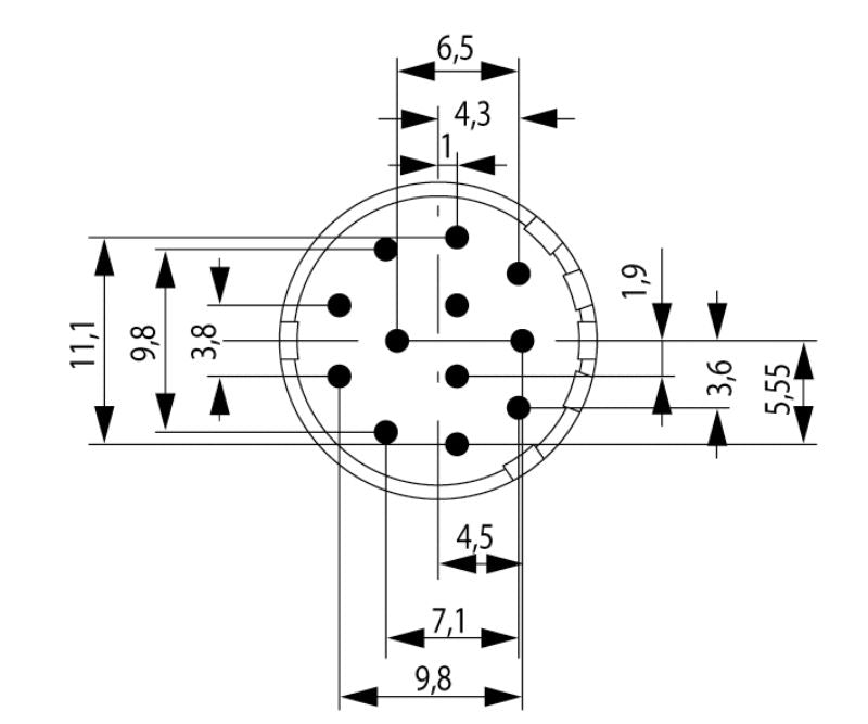 1170070000 - 12-Pole Male Connector, 8A, RoHS Compliant