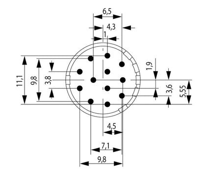 1170070000 - 12-Pole Male Connector, 8A, RoHS Compliant