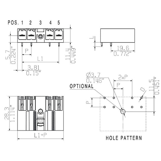 1048700000 - 7.62mm 5-Pole PCB Connector with Secure Screw Flange  (Pack of 36)
