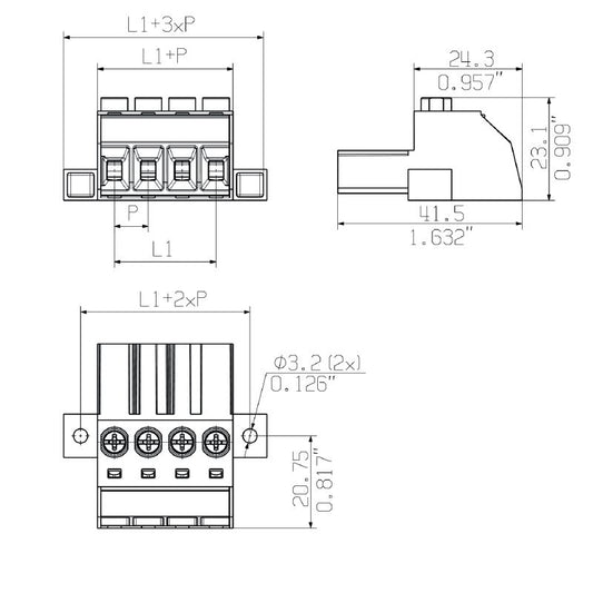 2917370000 - 7.62mm 180° Male PCB Connector, 6 Poles, 1000V Rating  (Pack of 25)