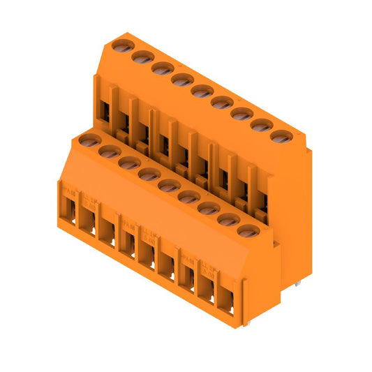 1977320000 - 5.00mm PCB Terminal, 18 Poles, 90° Orange Solder Pins  (Pack of 20)
