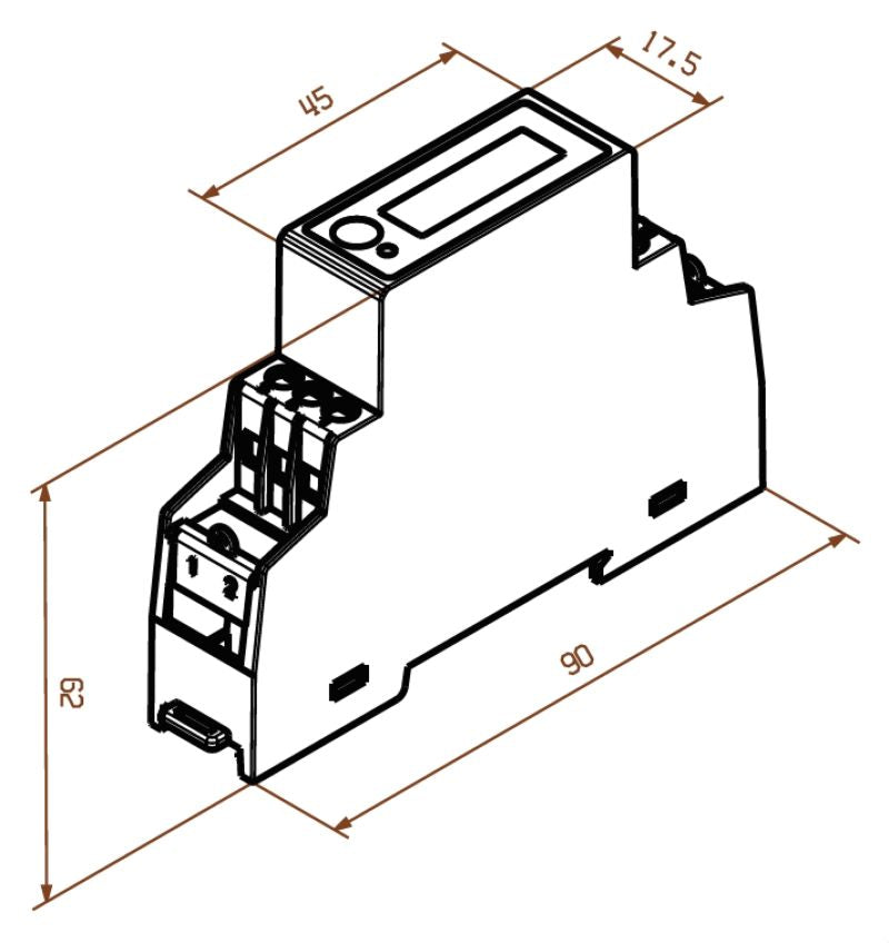 7760051001 - 45A LCD Power Meter for Single-Phase Mains with Modbus RTU
