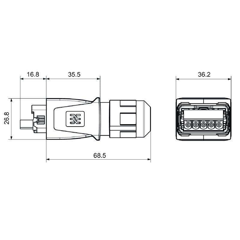 2912590000 - PROFINET Power Connector with Nickel-Plated Zinc Housing