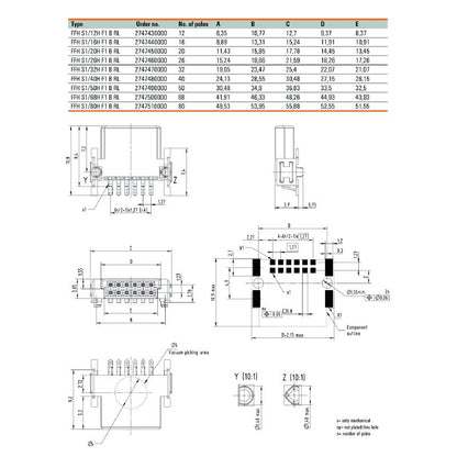 2747490000 - 50-Pole 1.27mm SMD PCB Connector, 10.9mm Depth  (Pack of 560)