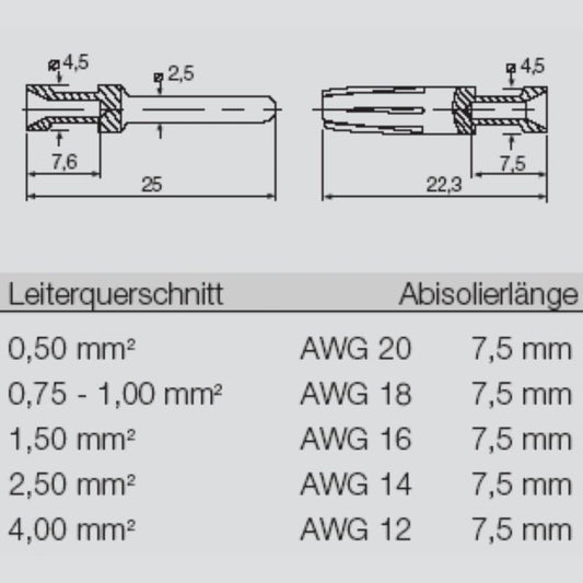1116540000 - Durable Heavy-Duty Connector For 4.65mm² Crimp Contacts  (Pack of 100)