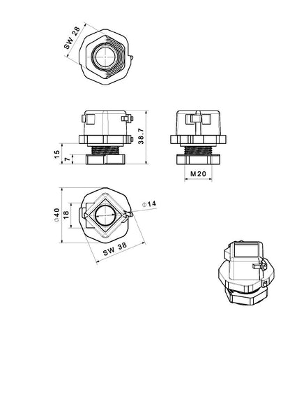 2584200000 - IP66 Separable Cable Gland, 23.7mm Height, Polyamide Reinforced  (Pack of 10)