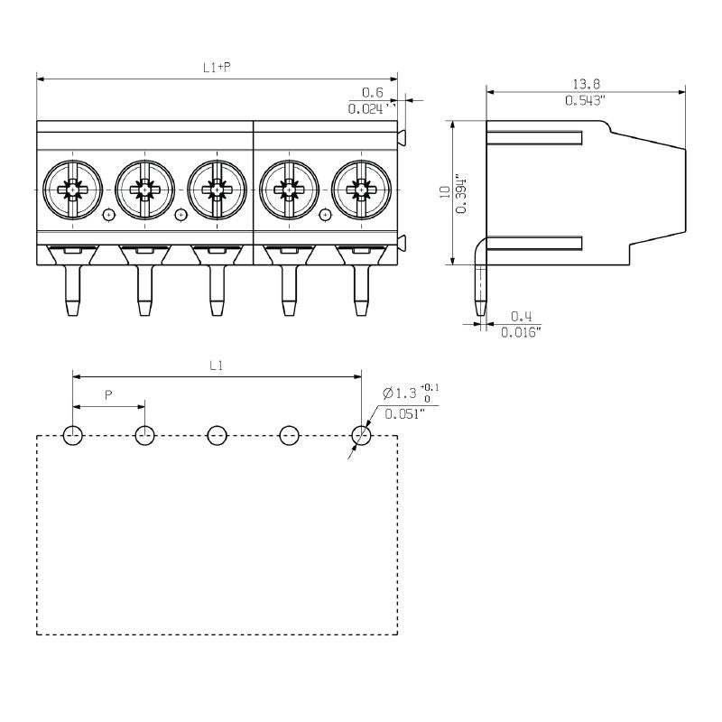 1234340000 - 5mm Pitch Orange PCB Terminal, 13 Poles, 180° Configuration  (Pack of 50)